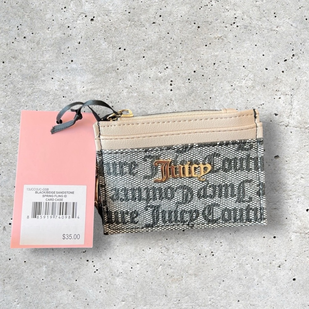 Juicy Couture Faux Leather & Canvas Slim Credit Card Wallet